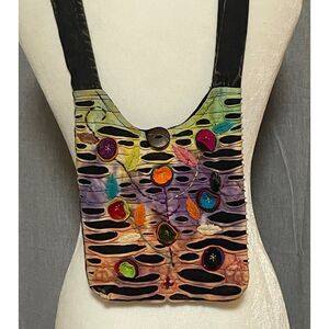Vintage Boho Hippie Crossbody Bag Colorful Floral Distressed Nepal Artisan